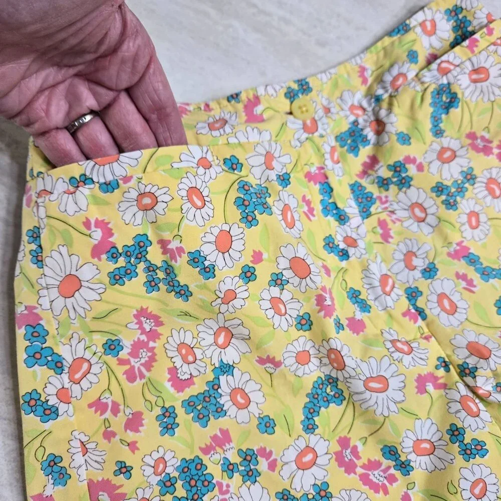 Vintage‎ Harolds Shorts Womens 0 Floral Yellow High Waist Retro Daisy 70s